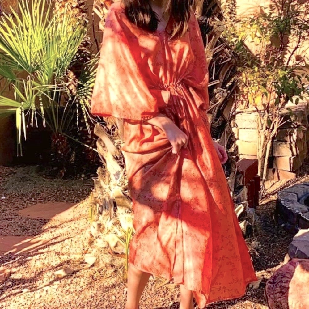SOLD Handmade Art Silk Kimono Kaftan Dress - Rita